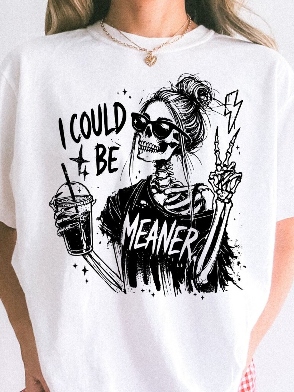 NEW Funny I Could Be Meaner Grunge T-Shirt Retro Graphic Tees for Women